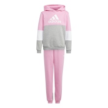 adidas Trainingsanzug Colourblock Fleece (Baumwollmix) pink/grau Mädchen